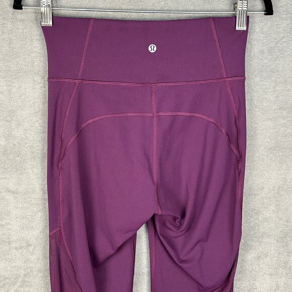 Lululemon Pants Womens 8 Purple Leggings High Rise Sheer Mesh Panels Gym Joggers - Picture 5 of 13